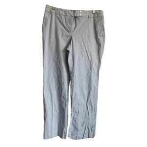 Liz Claiborne Sloane Pant Pinstriped White Blue Size 10‎ Spring Cotton
